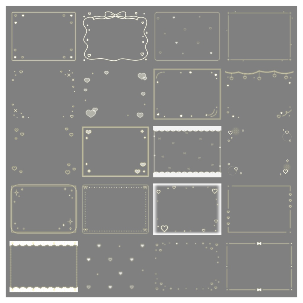 【100種】ハートリボン4:3フレームセット