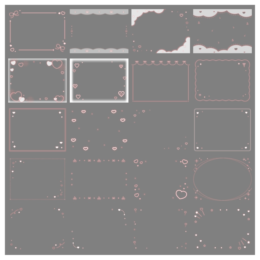 【100種】ハートリボン4:3フレームセット
