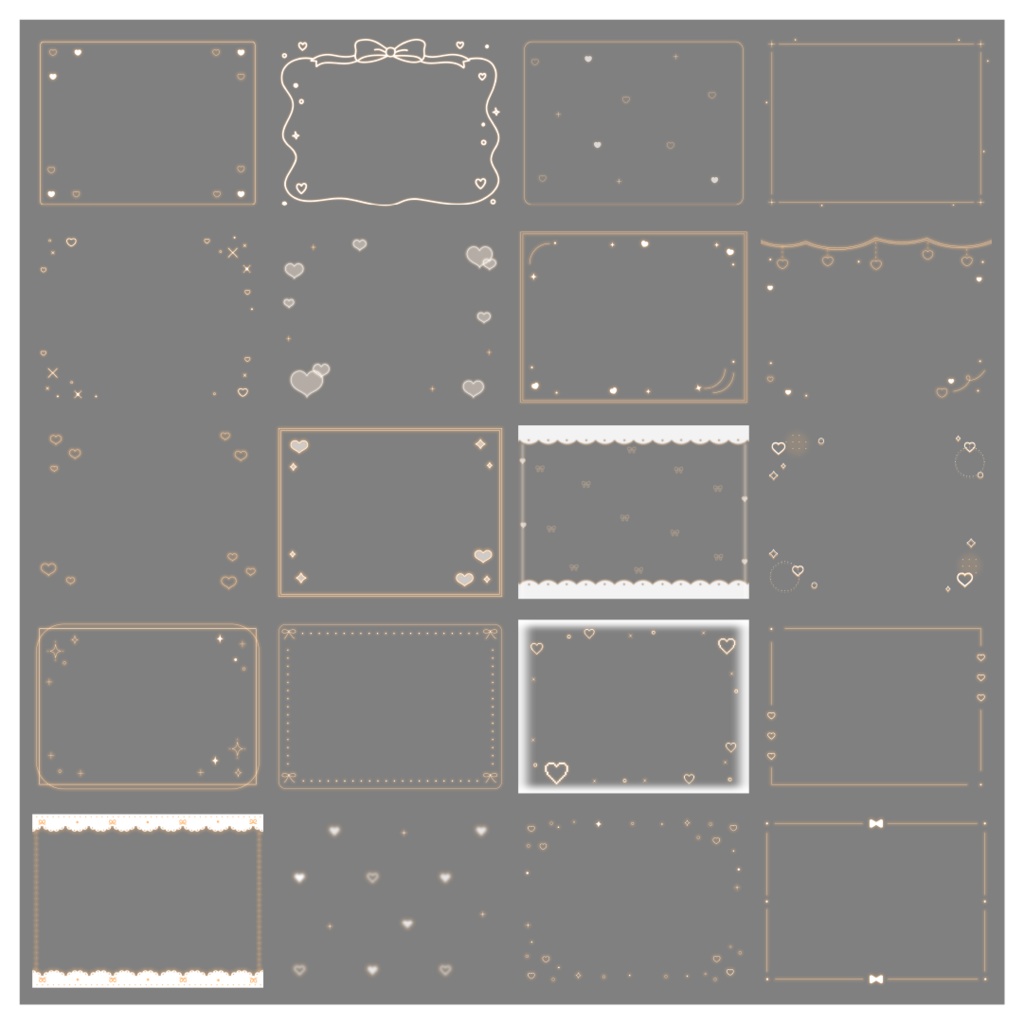 【100種】ハートリボン4:3フレームセット