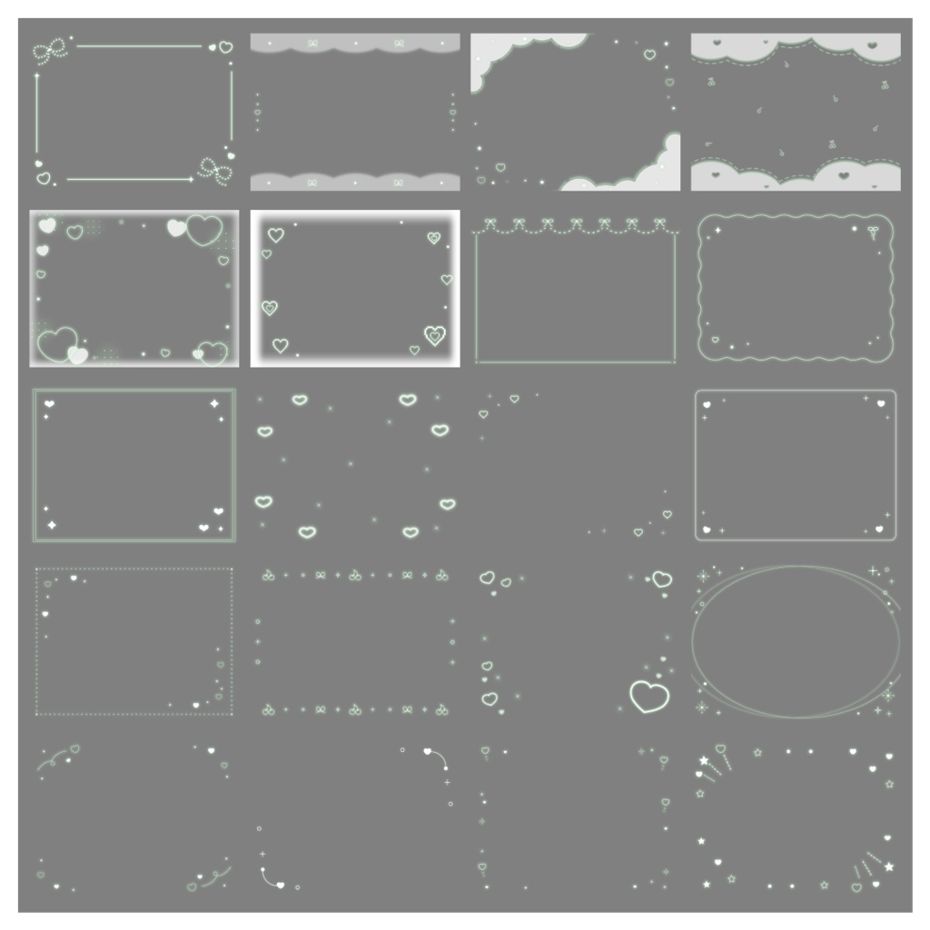 【100種】ハートリボン4:3フレームセット
