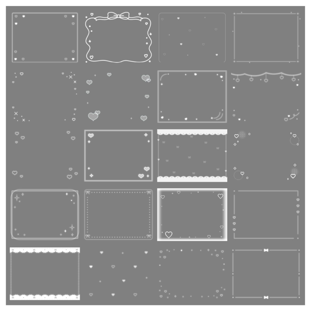 【100種】ハートリボン4:3フレームセット