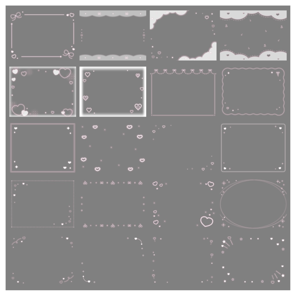 【100種】ハートリボン4:3フレームセット