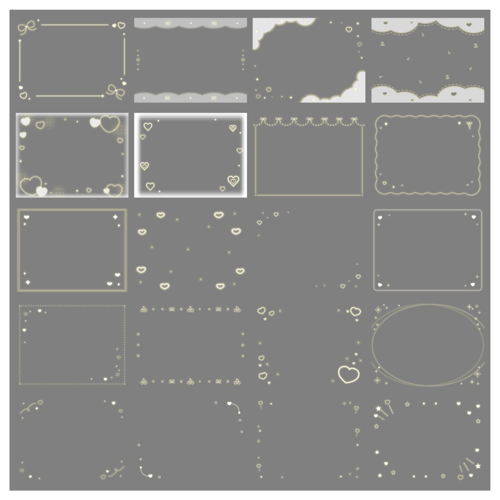 【100種】ハートリボン4:3フレームセット