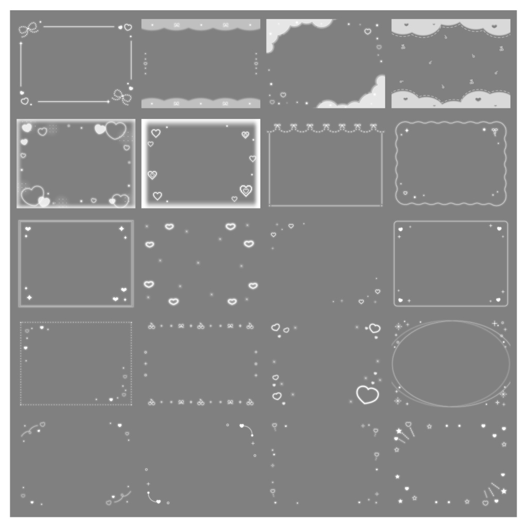 【100種】ハートリボン4:3フレームセット