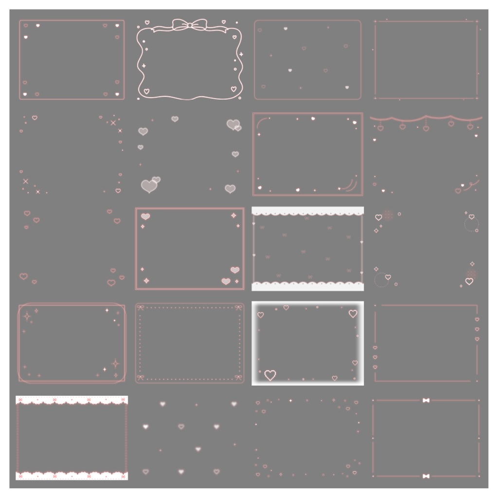 【100種】ハートリボン4:3フレームセット