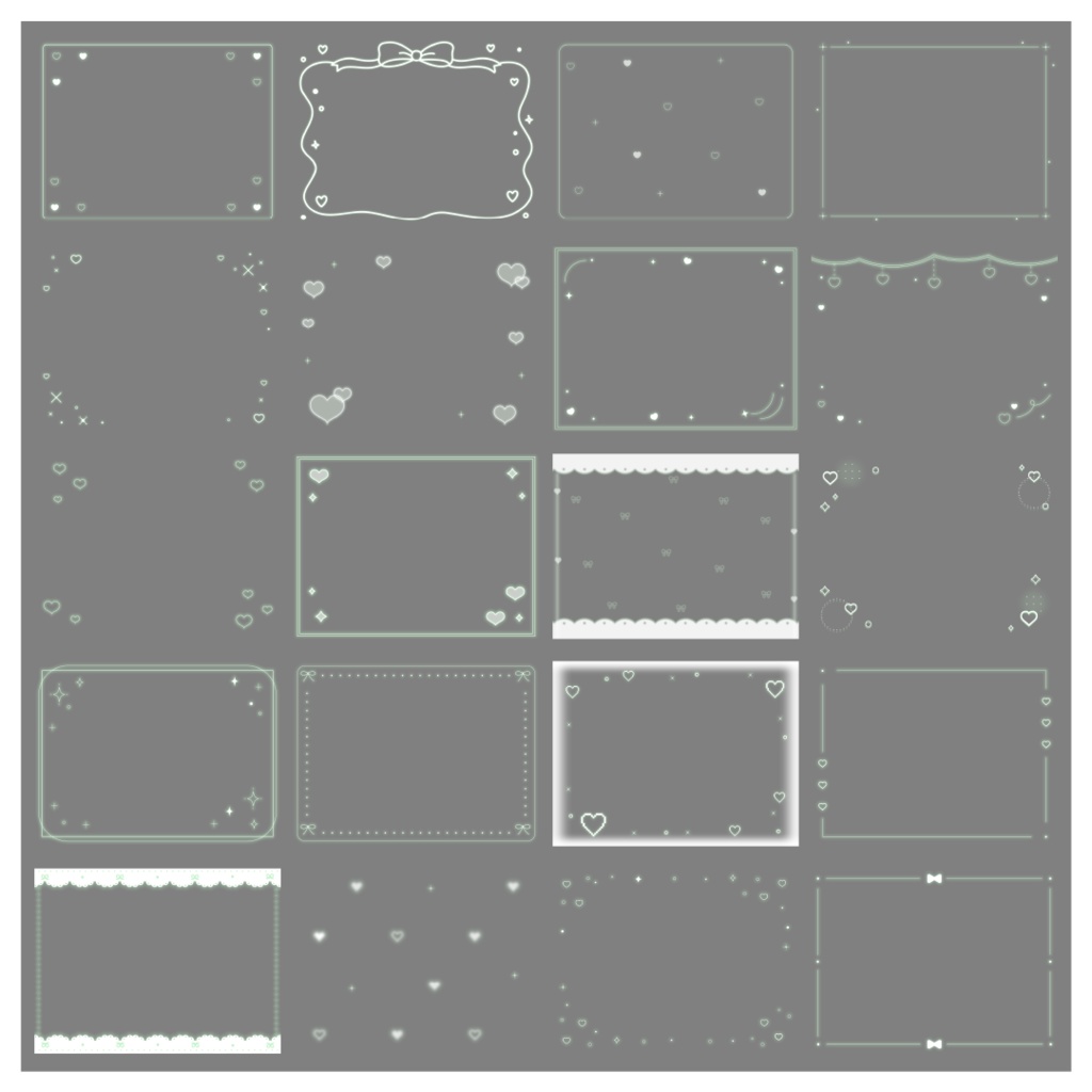【100種】ハートリボン4:3フレームセット