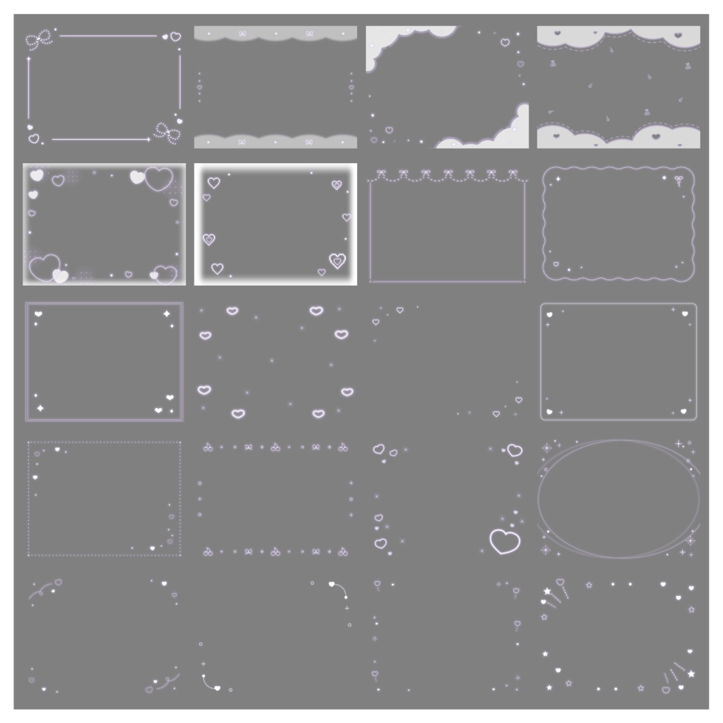 【100種】ハートリボン4:3フレームセット