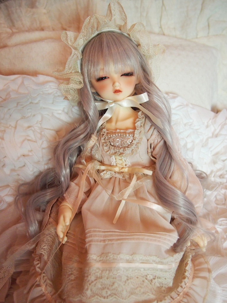 【a】 7-8インチ ゆるふわウェーブ ライトピンクパープル