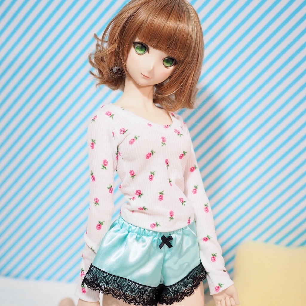 MDD/DD/DDdy/FLEXサイズ『黒ドットショートソックス』『ロングスリーブカットソー』『黒レースショートパンツ』