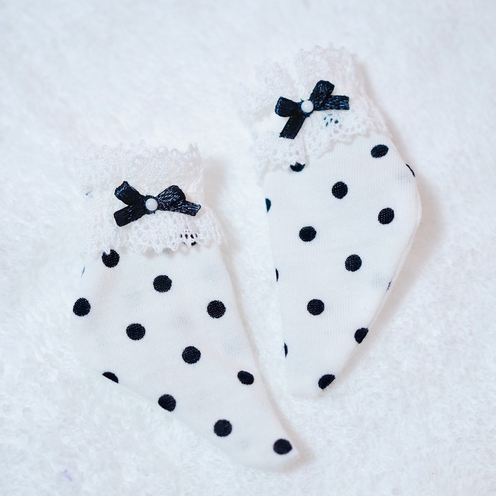 MDD/DD/DDdy/FLEXサイズ『黒ドットショートソックス』『ロングスリーブカットソー』『黒レースショートパンツ』