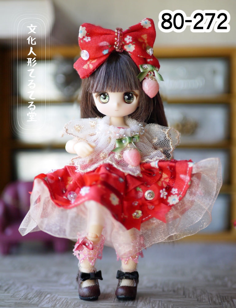 オビツ11/ピコニーモPサイズ【いちごの文化人形ドレス】