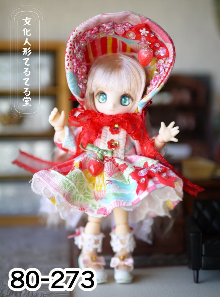 オビツ11/ピコニーモPサイズ【いちごの文化人形ドレス】