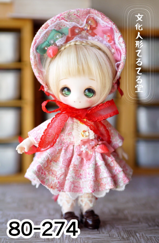 オビツ11/ピコニーモPサイズ【いちごの文化人形ドレス】