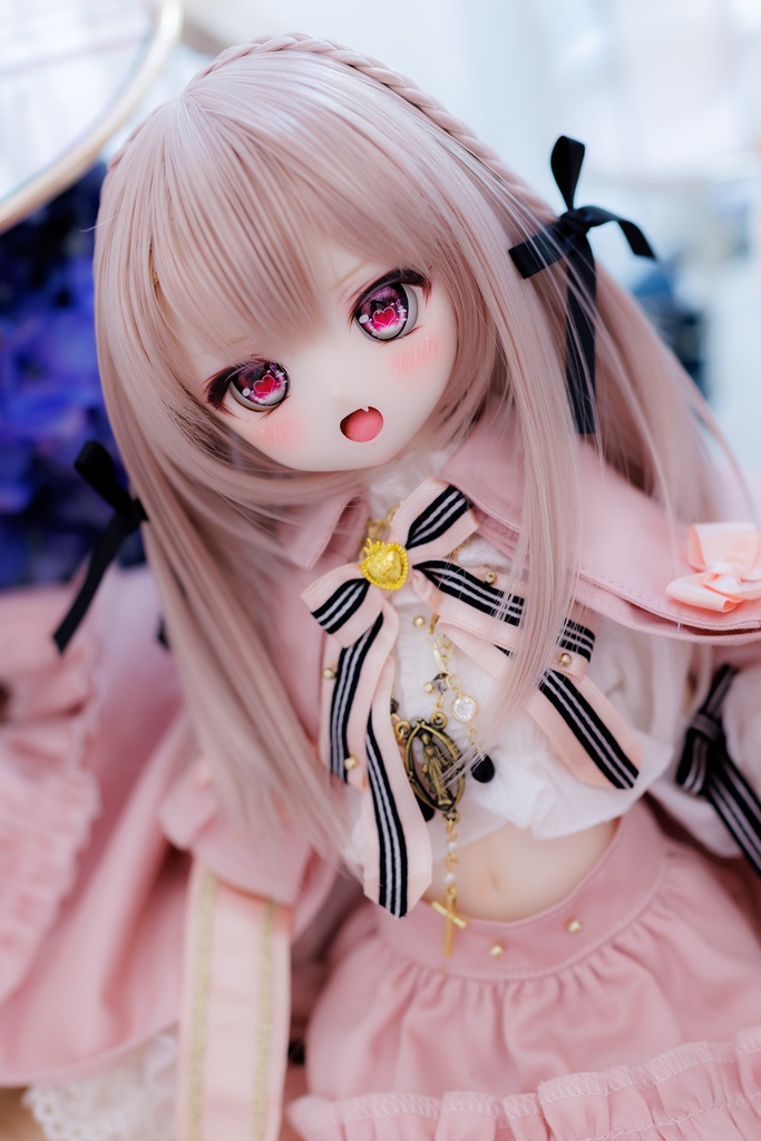 ドールウィッグ 6〜7インチ ロングヘア カール シルバー SD BJD