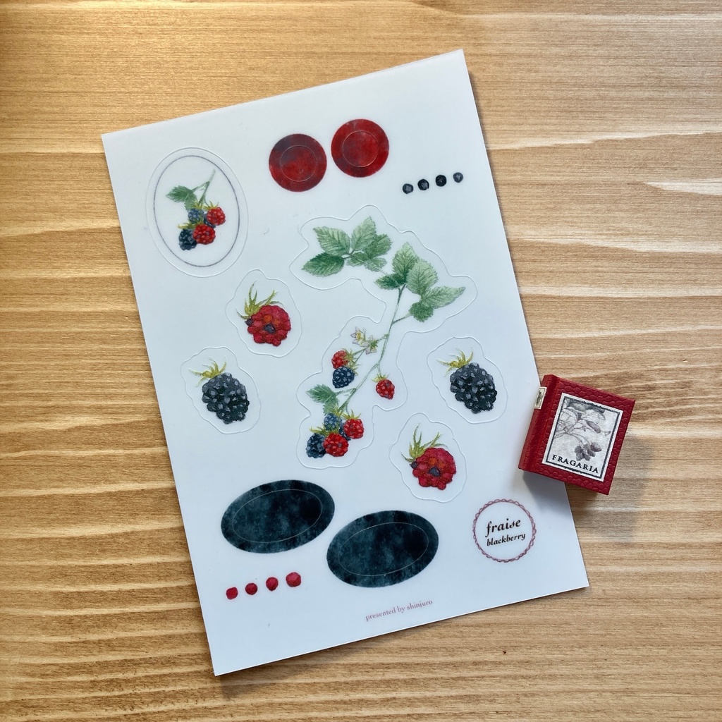 オビツ11サイズ　豆本 FRAGARIA petit（いちごの図鑑）とシールのセット