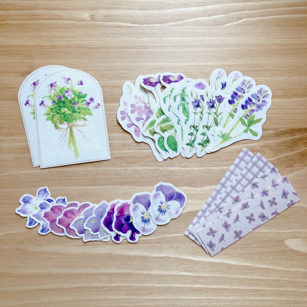 フレークシール Flower language Vioret petit