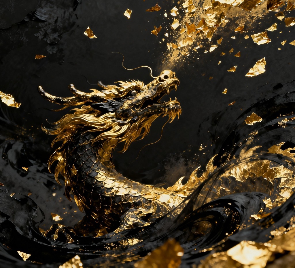 福徳アトリエ｜黒金龍神域図 − 五象之巻