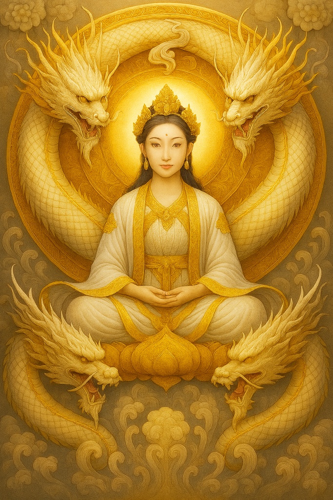 白銀神域｜弁財天 − 四龍 − スマホ壁紙3サイズセット｜開運・金運・守護｜高画質デジタルアート