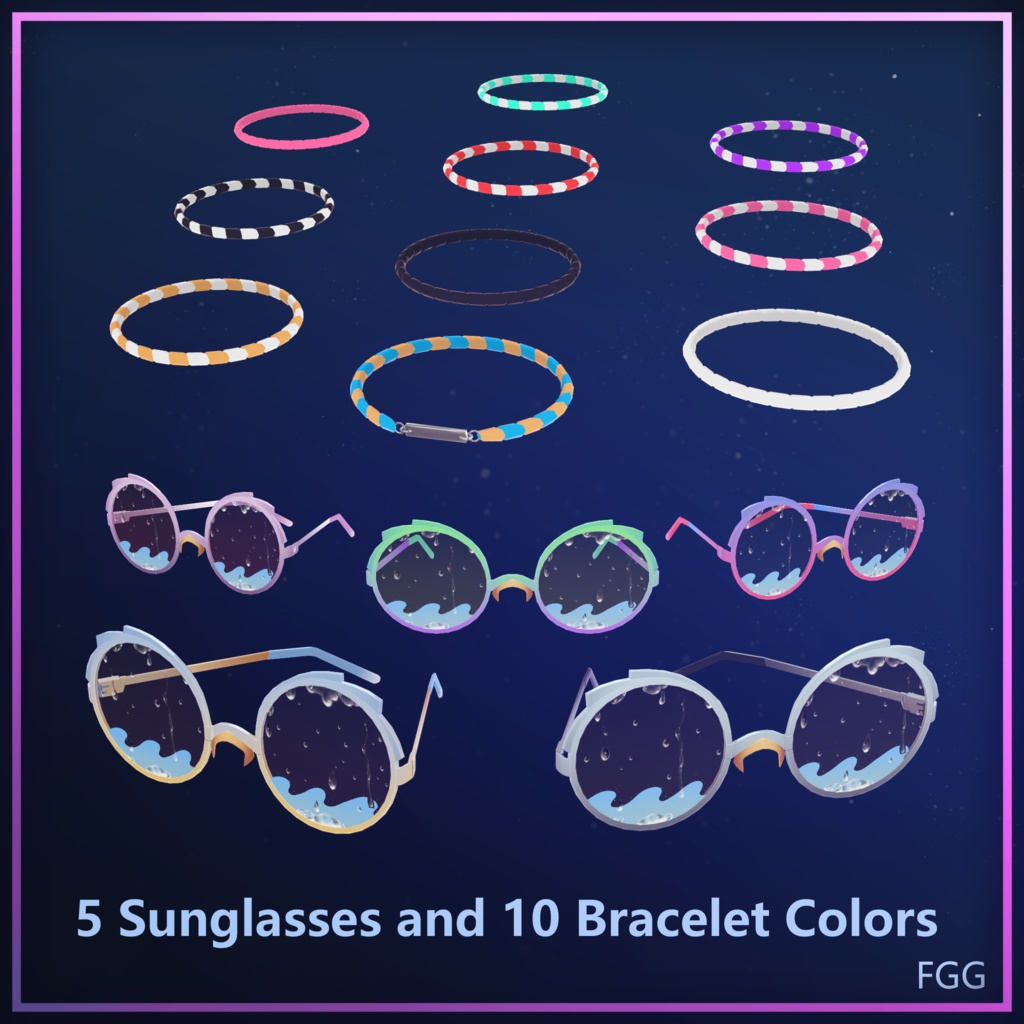 Silver Summer Accessories Set - Animated Sunglasses + Jewellery