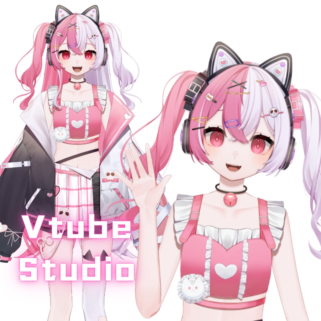 【限定一点】ピンク色系のネコ耳ゲーマー少女 Gamer Neko【VTS対応/Live2D Model】