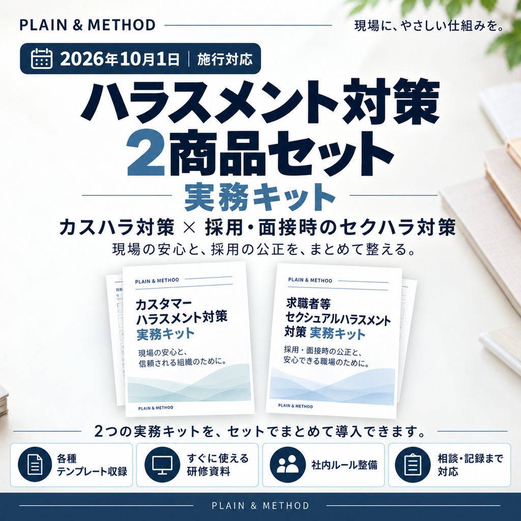 ハラスメント対策 実務キット 2種セット｜カスタマーハラスメント・求職者等セクハラ【2026年10月1日施行対応】