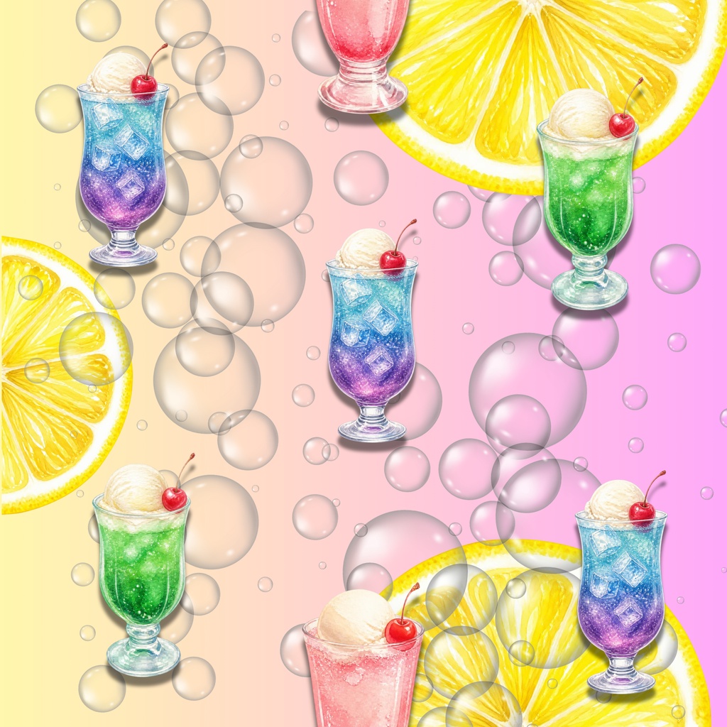 ぶくぶくクリームソーダピンク黄