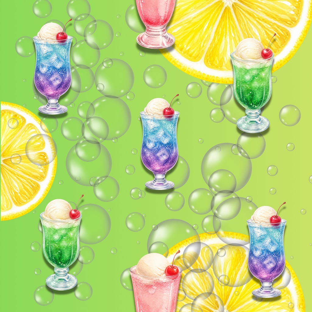 ぶくぶくクリームソーダ緑黄