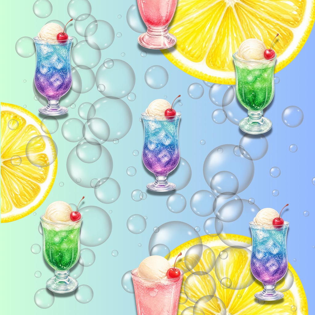 ぶくぶくクリームソーダ薄緑青