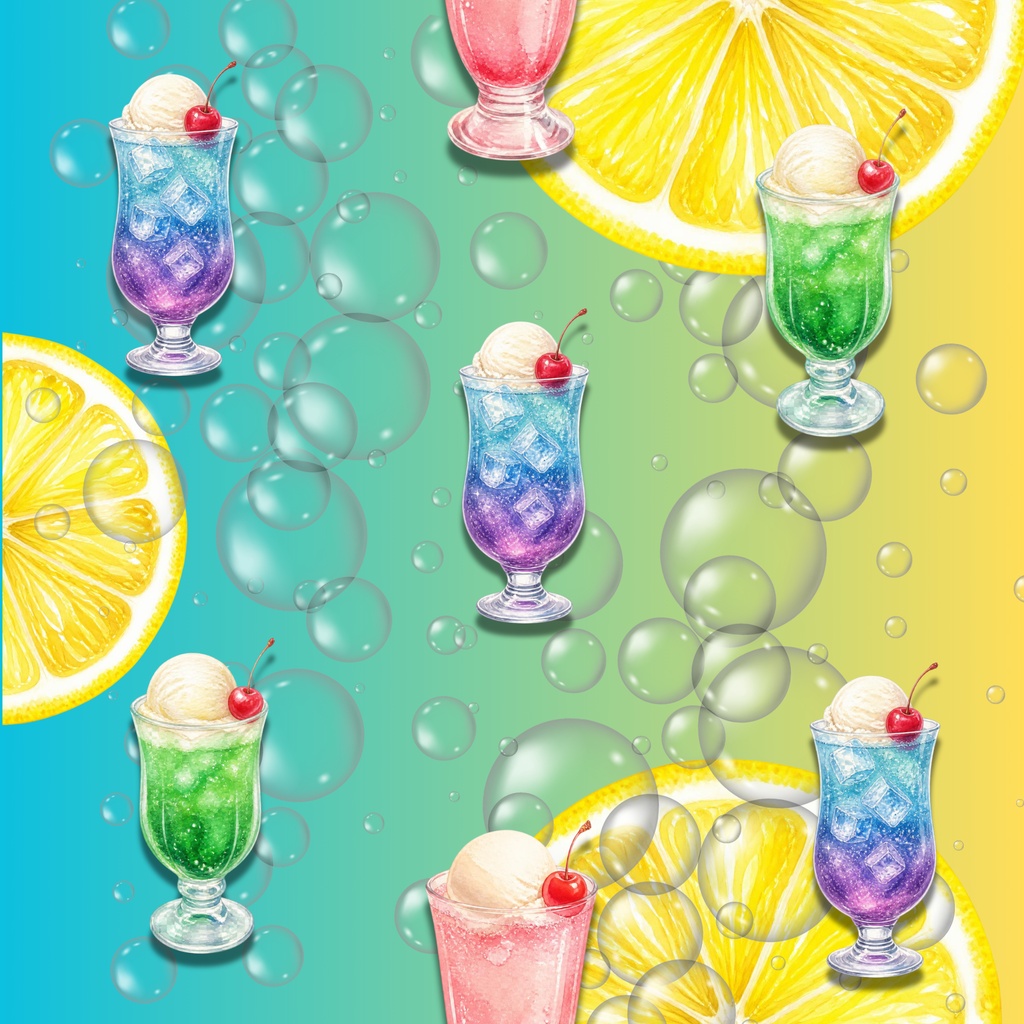 ぶくぶくクリームソーダ青緑黄