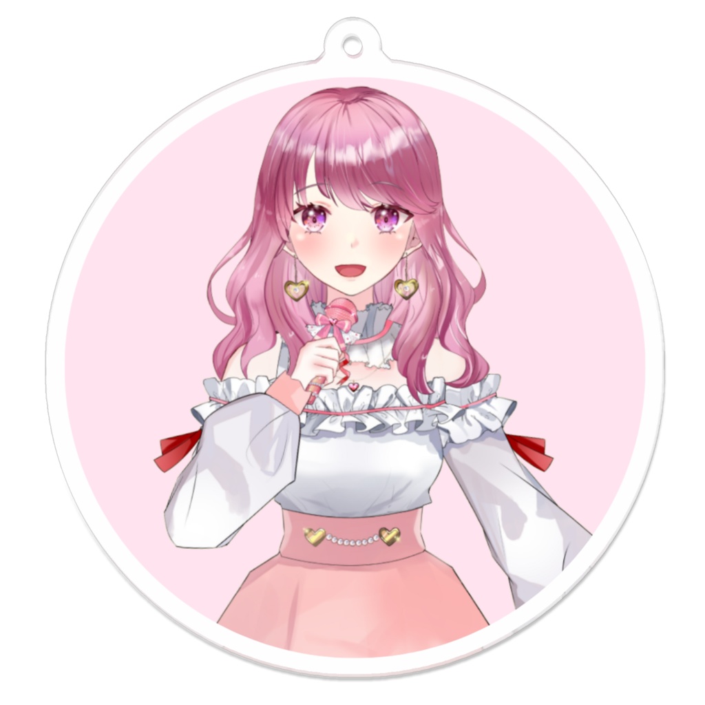 マイク持ちリン子（ピンク）アクリルキーホルダー