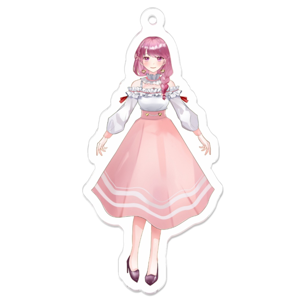三つ編みリン子アクリルキーホルダー（ピンク）
