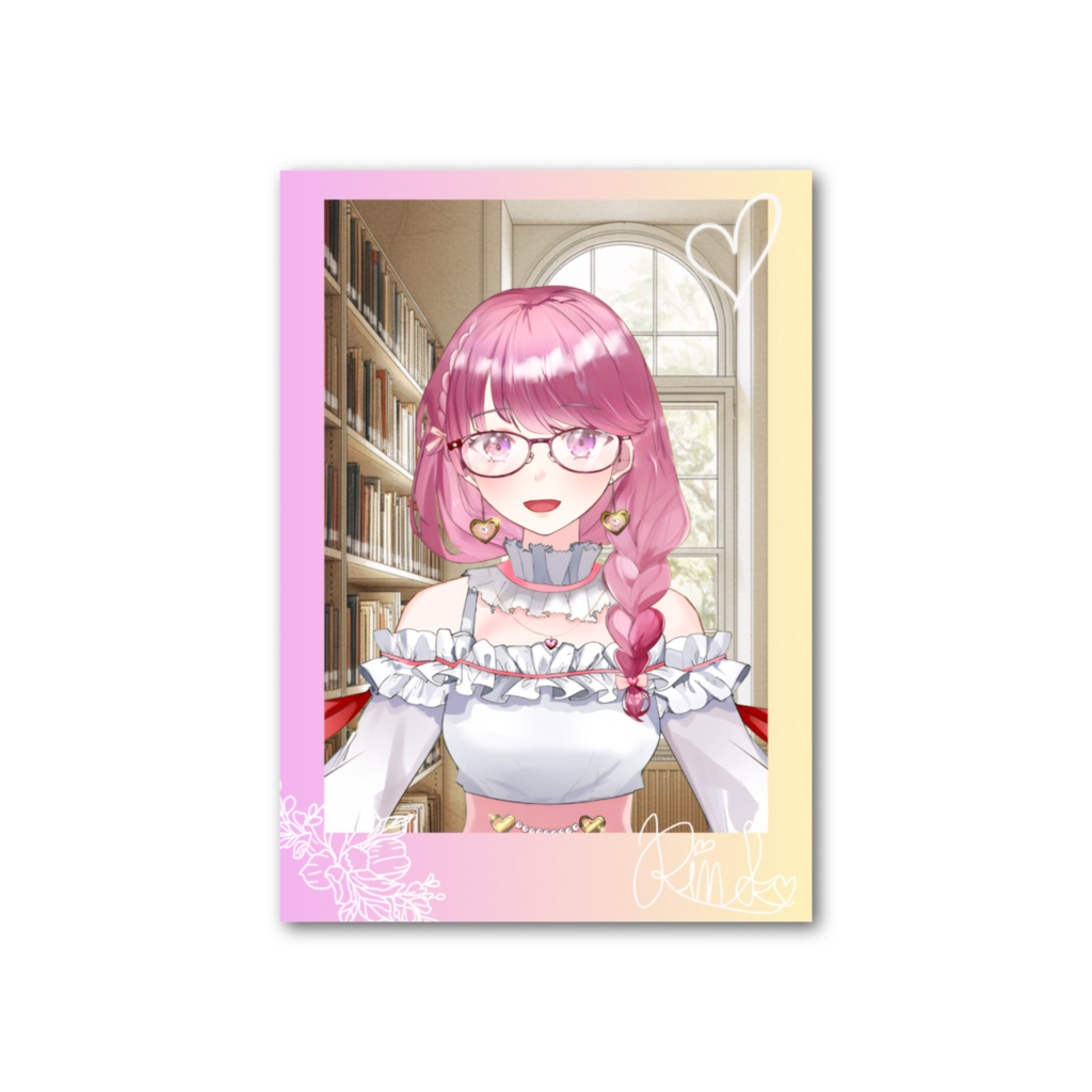 直筆サイン入りリン子フォト風カード(ピンク)