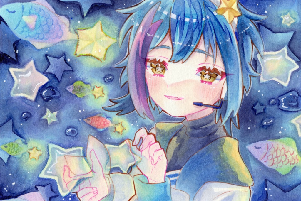 【原画】ステラと夏の流星魚