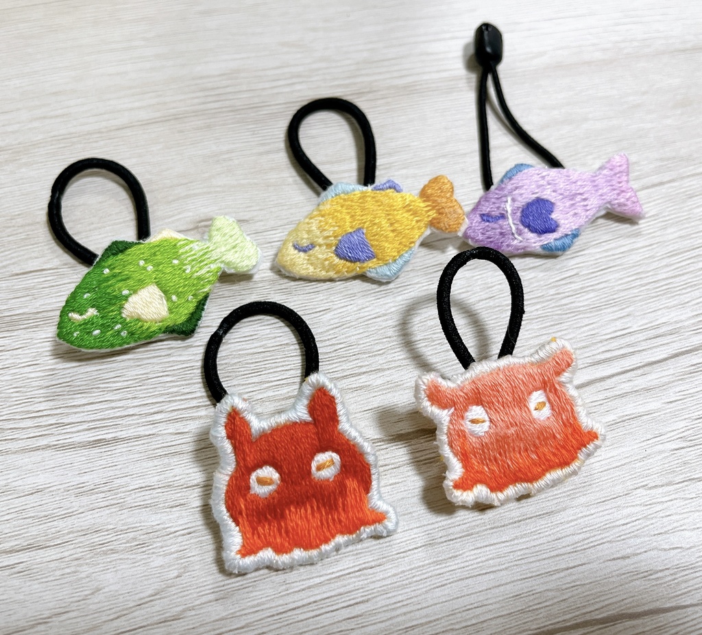 【刺繍】海の仲間ヘアゴム🐟