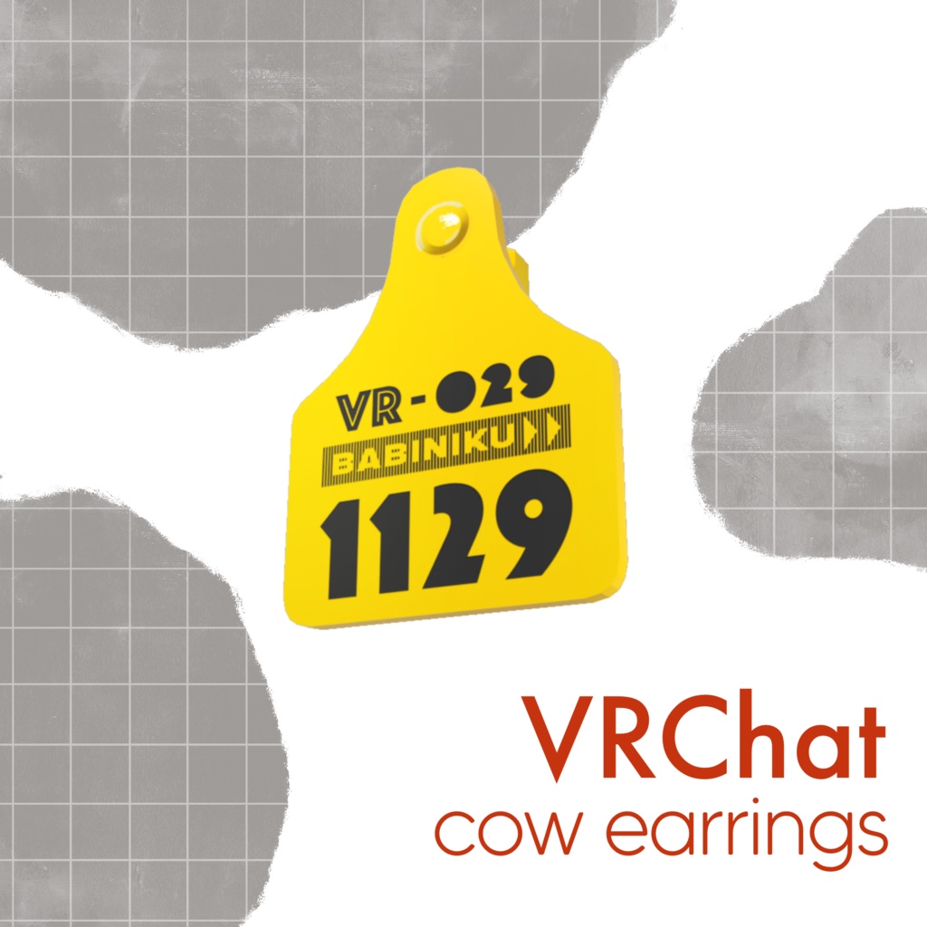 【VRChat用】cow earings バ美肉ピアス