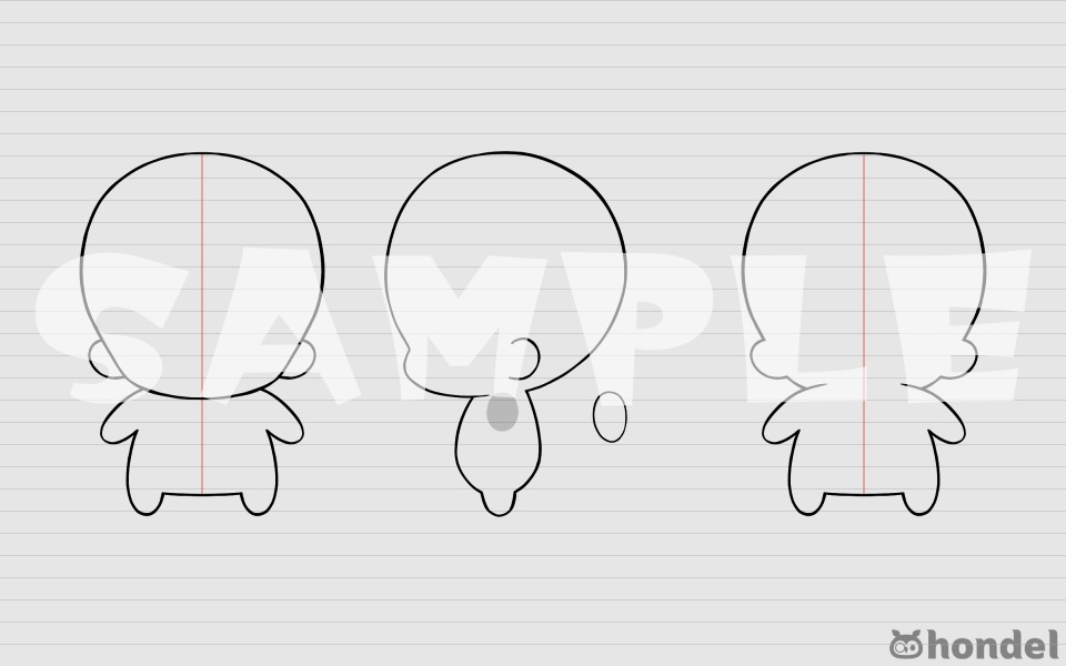 キャラデザ用素体三面図8種_SD