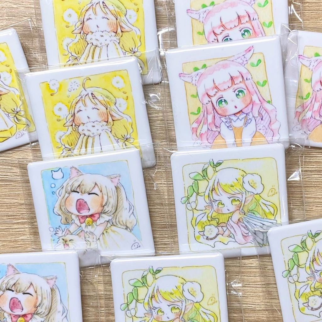 身に付けられる"ミニ原画"風缶バッジ