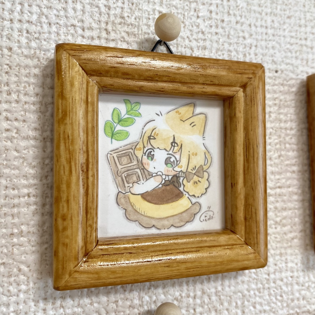 ねこみみ娘のスイーツワンピース【ミニ原画】