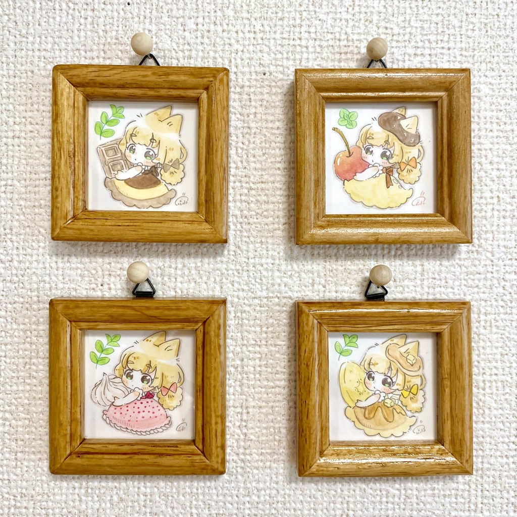 ねこみみ娘のスイーツワンピース【ミニ原画】