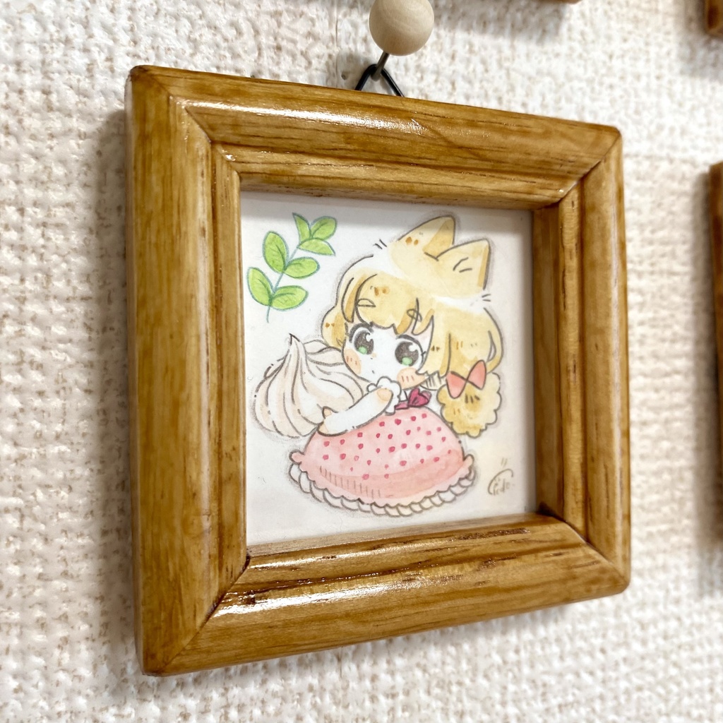ねこみみ娘のスイーツワンピース【ミニ原画】