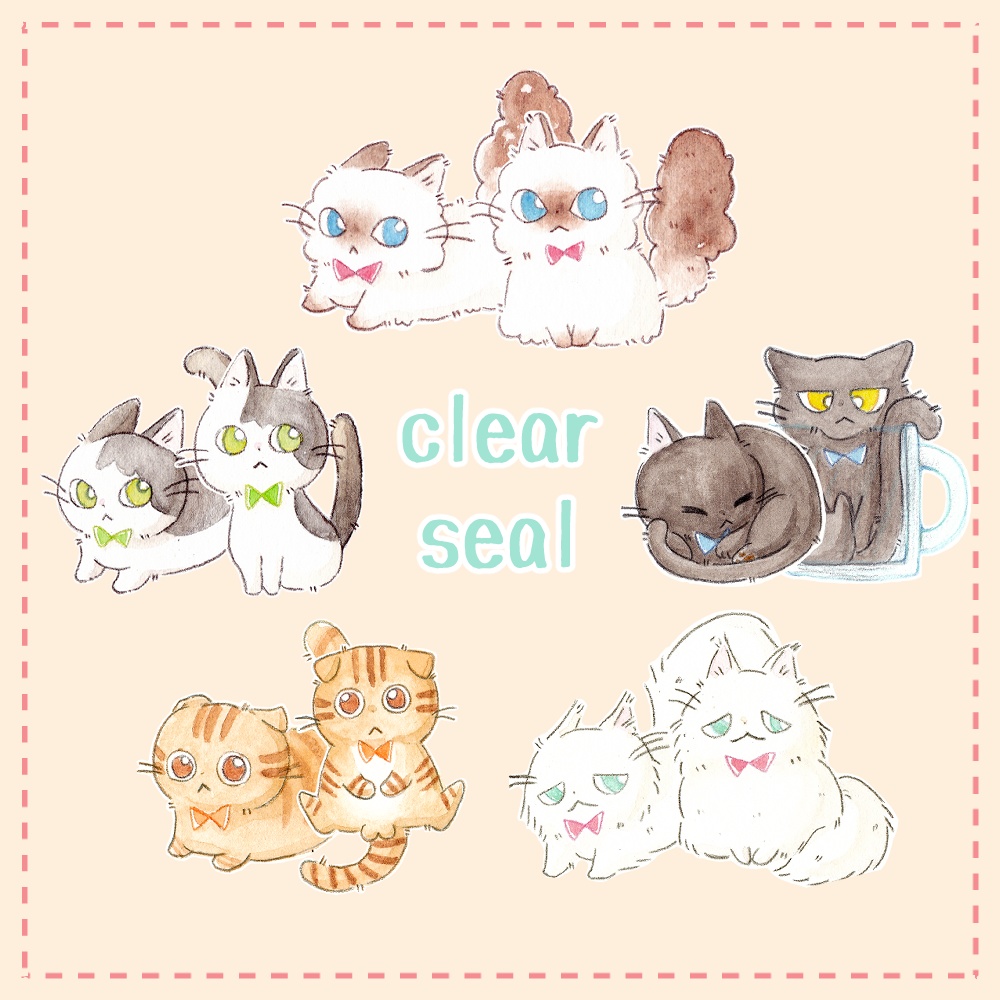 ねこのクリアシールセット