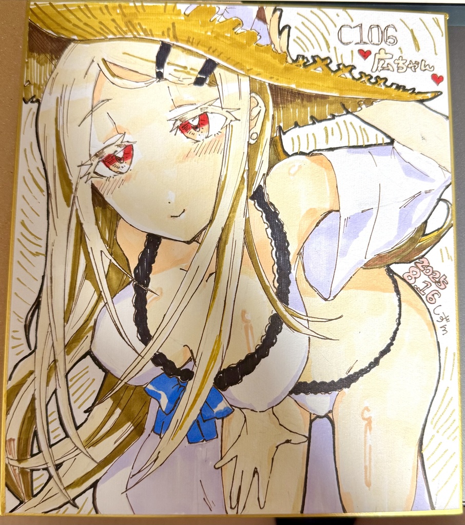 学園アイドルマスター　C106　手描き色紙　篠澤広　水着　アナログ