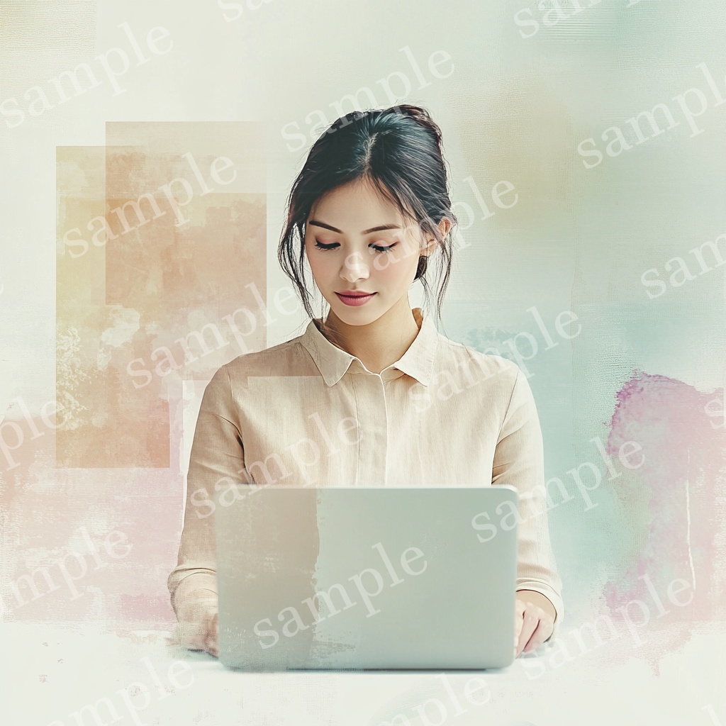 【人物あり|パソコン×女性】フェミニン素材5枚セット Vol.1