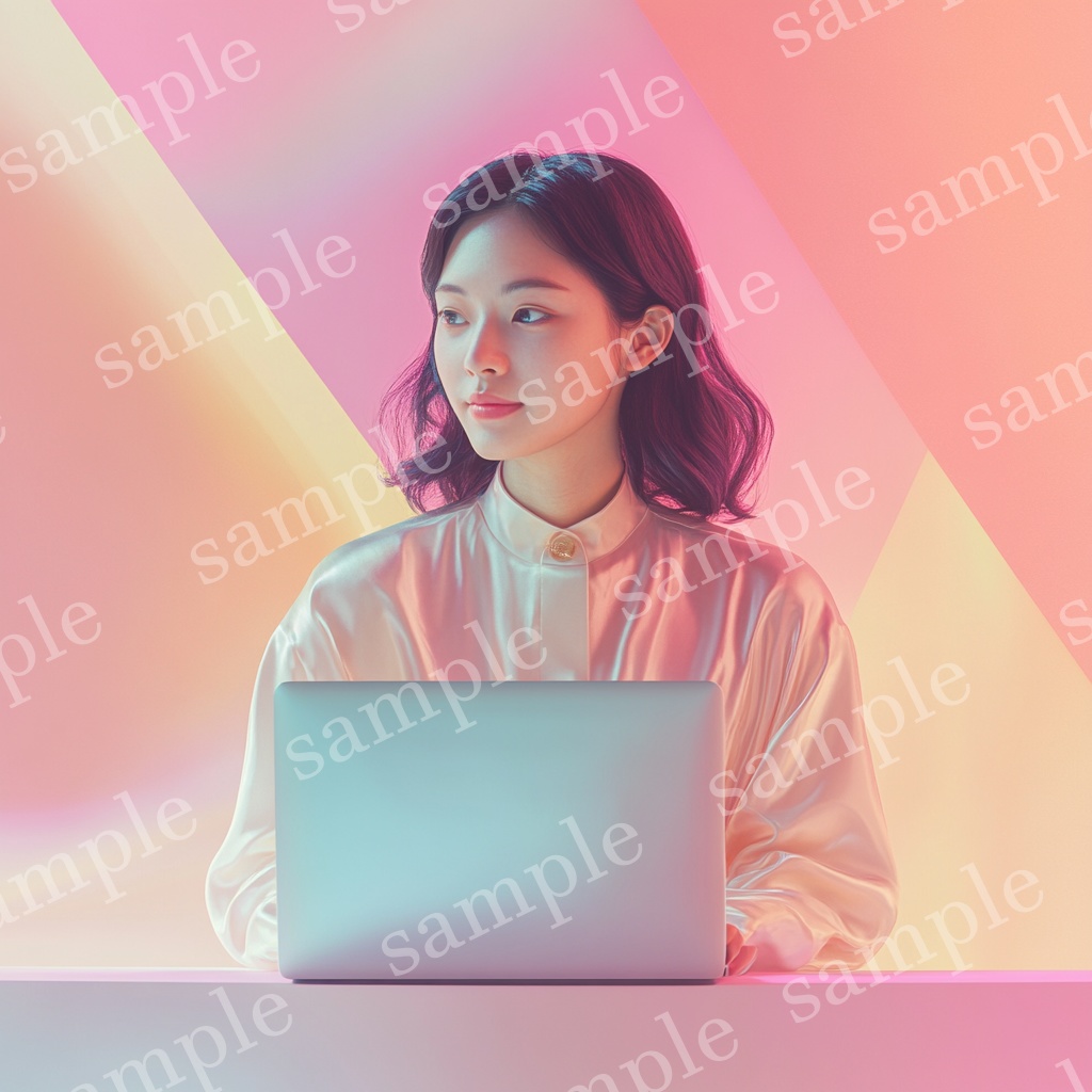 【人物あり|パソコン×女性】フェミニン素材5枚セット Vol.1