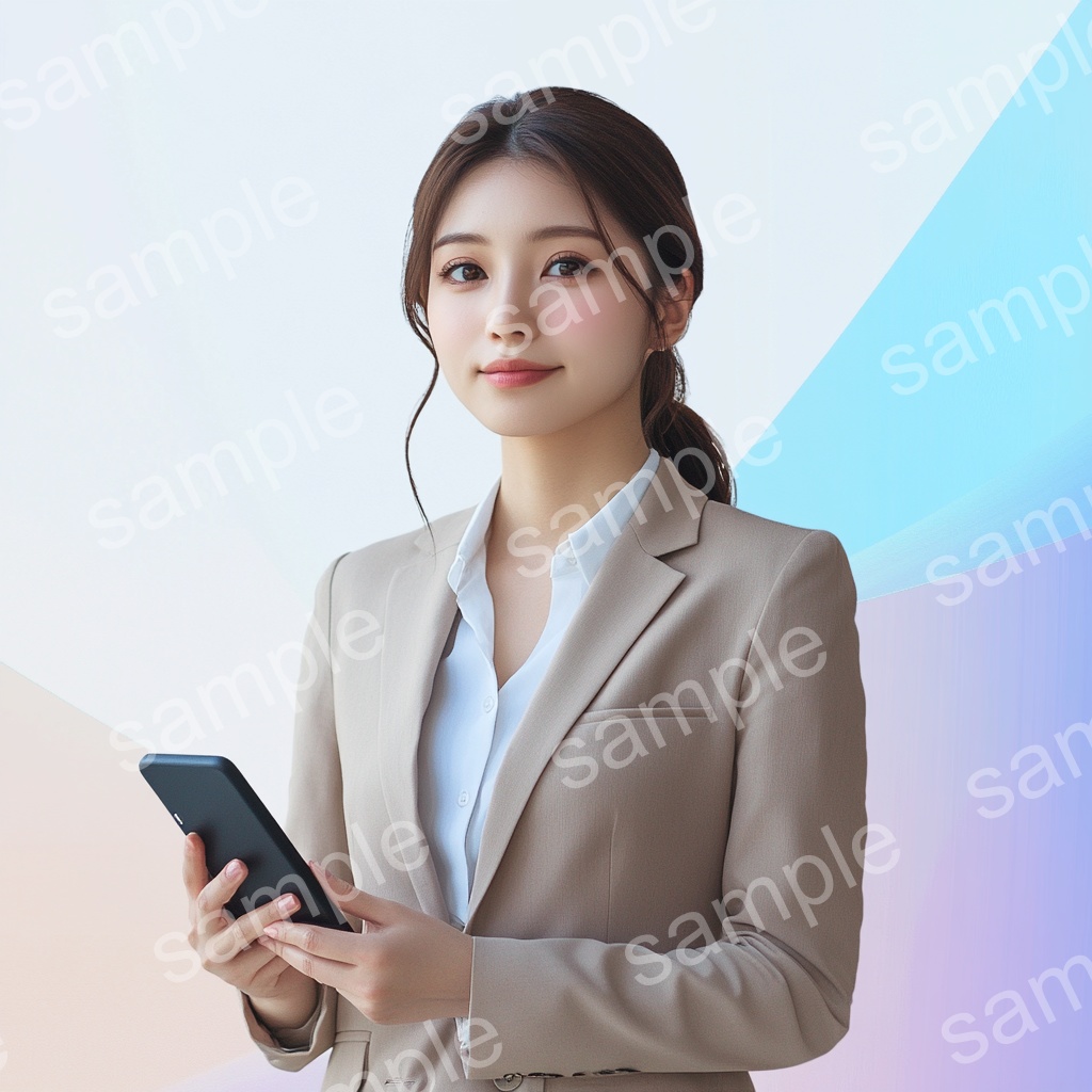 【人物あり|スマホ×女性】上品フェミニンなビジュアル素材5枚セット Vol.4