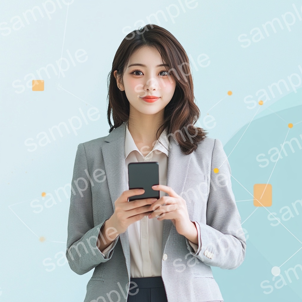 【人物あり|スマホ×女性】上品フェミニンなビジュアル素材5枚セット Vol.4