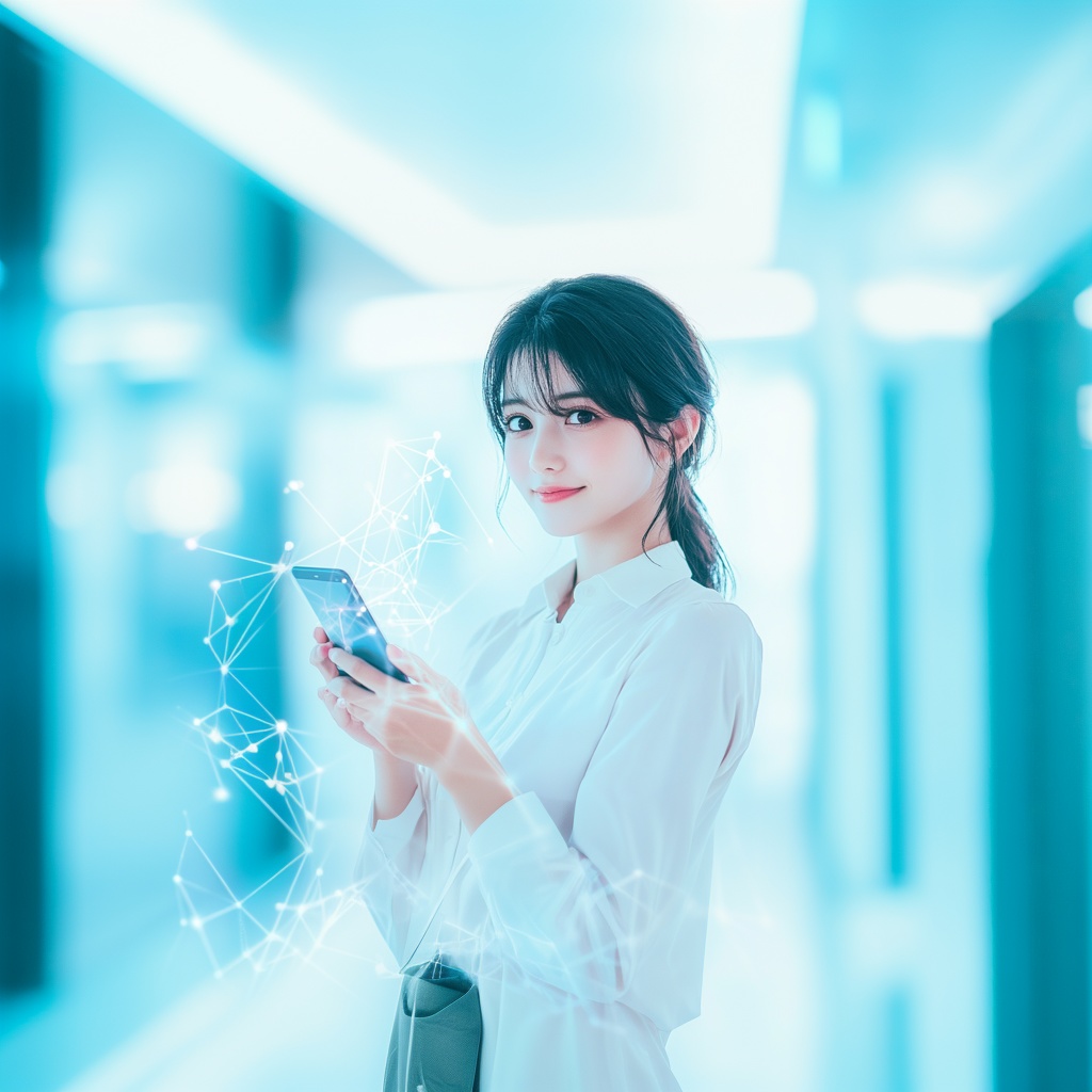 【人物あり|スマホ×ビジネス女性】自然な光彩が映えるフェミニン素材セット Vol.7