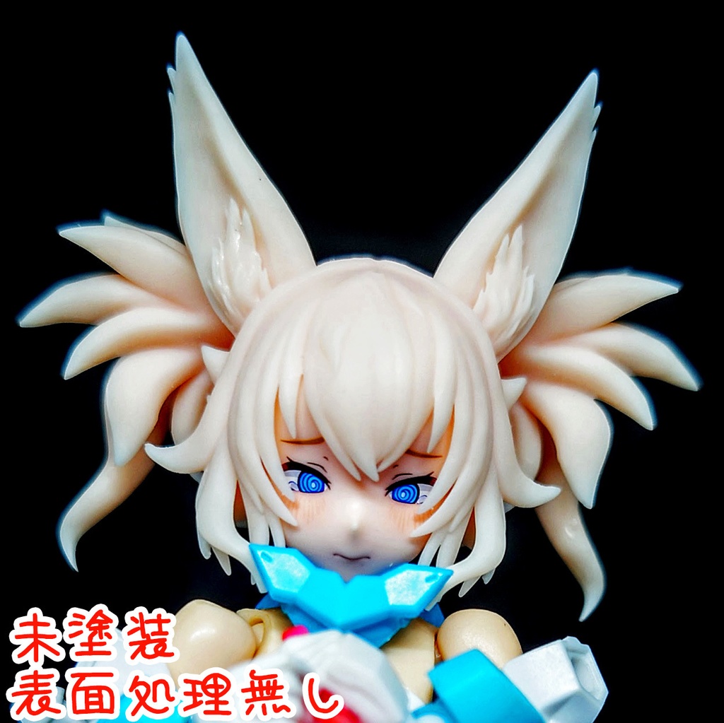 朱羅 & BK汎用ツインテール髪パーツ 二種類含 狐耳& 狐耳なし - (A式)