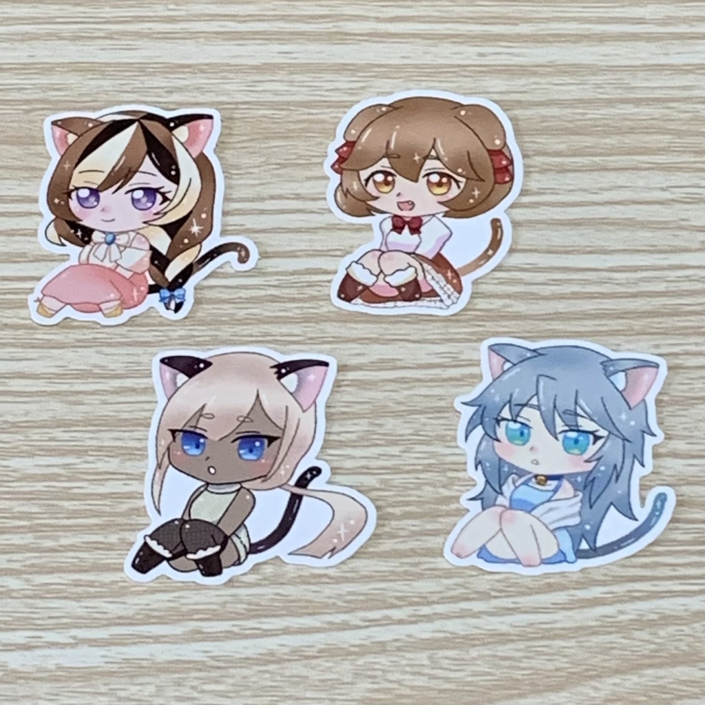 猫ちゃんシールAセット（4枚入り）