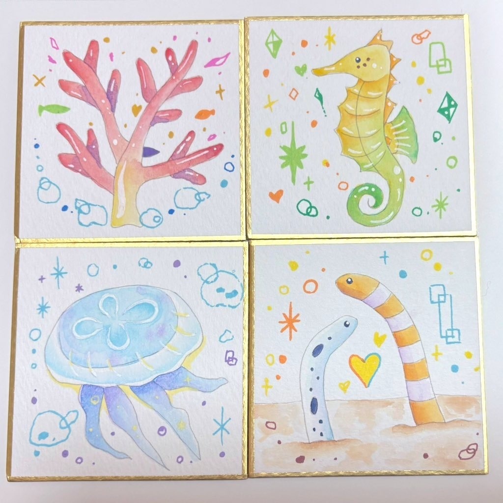 海の生き物（原画•豆色紙）